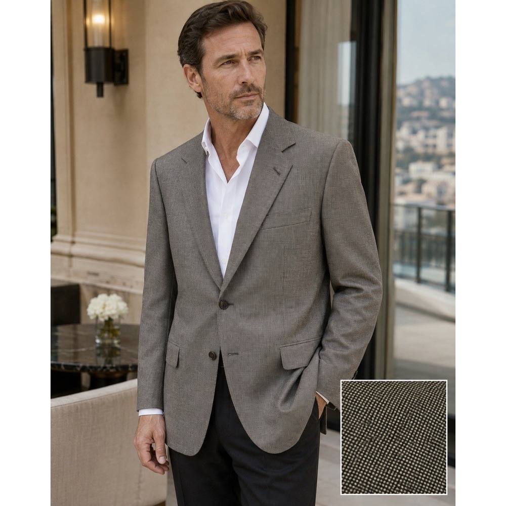 Brioni Roma Men's Blazer EU 52 US 42 Gray Birdseye 2 Button Made In Italy Wool